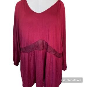 BloomChic NWT Burgundy Top Lace Waist Size 5X